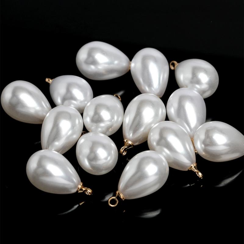 10Pcs Imitation Pearl Drop Pendant Environmentally Friendly Highlight ABS Gold DIY Earrings Crafts Zipper DIY Making Findings