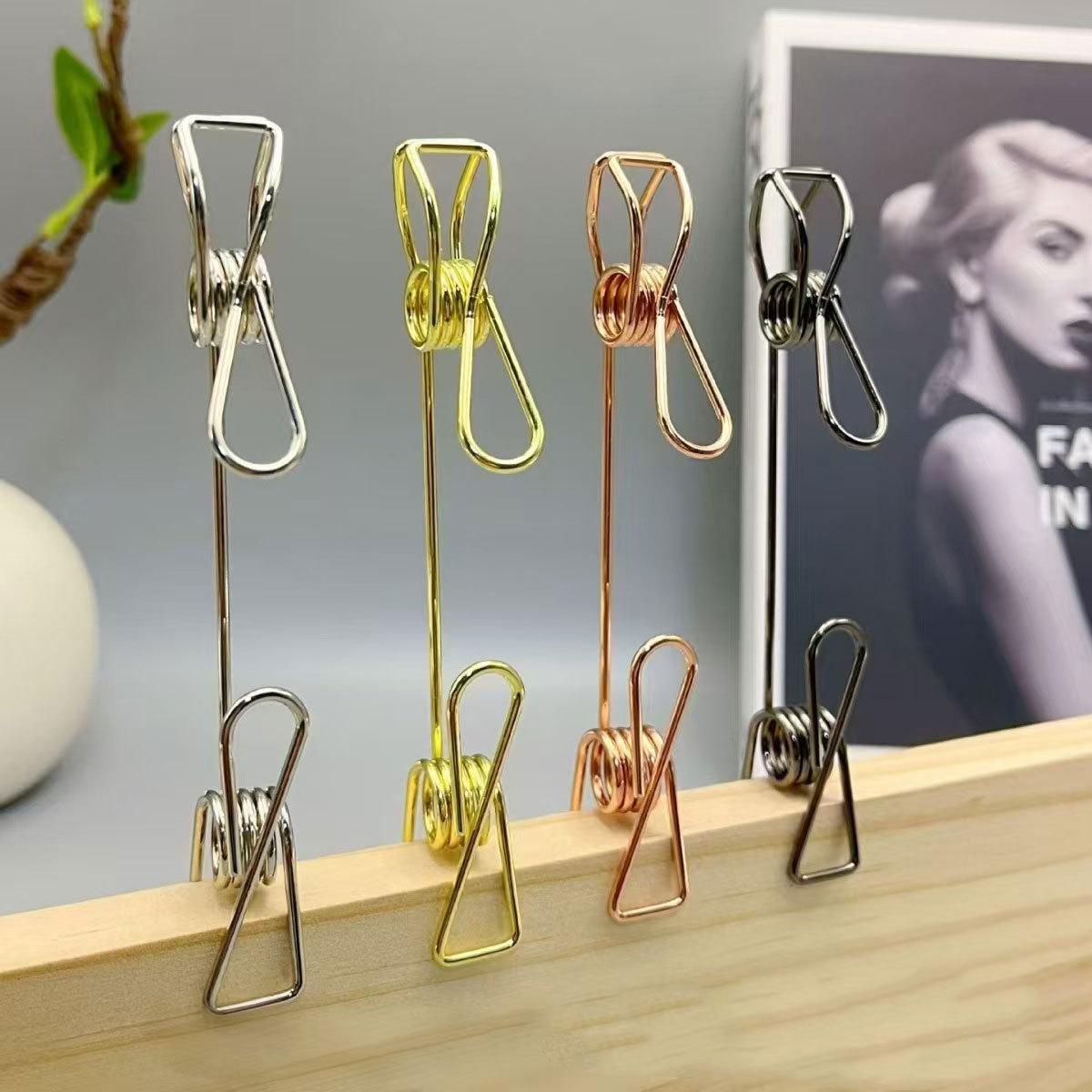 Multi-functional Double-head Metal Clip for Home Document Organization 12CM Curved Double-Head Clip золотой