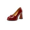 Designer Vintage Butterfly-knot Women Pumps Shoes Fashion Slip On Party Dress Female Thick Heel Shoes