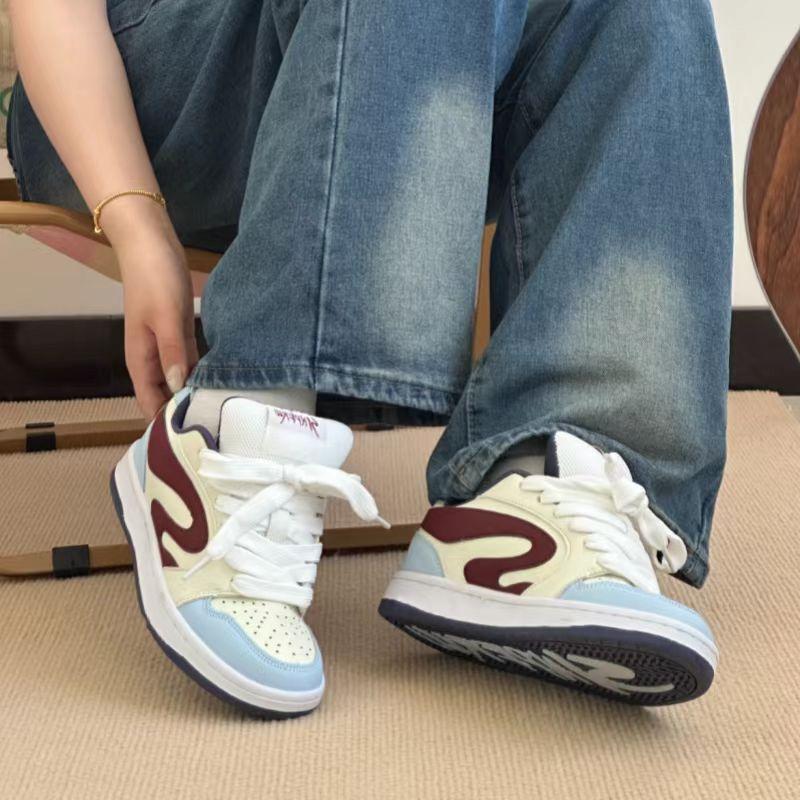 Retro trend comfortable campus style couple blue shadow campus versatile board shoes casual wear-resistant foreign style bread shoes women