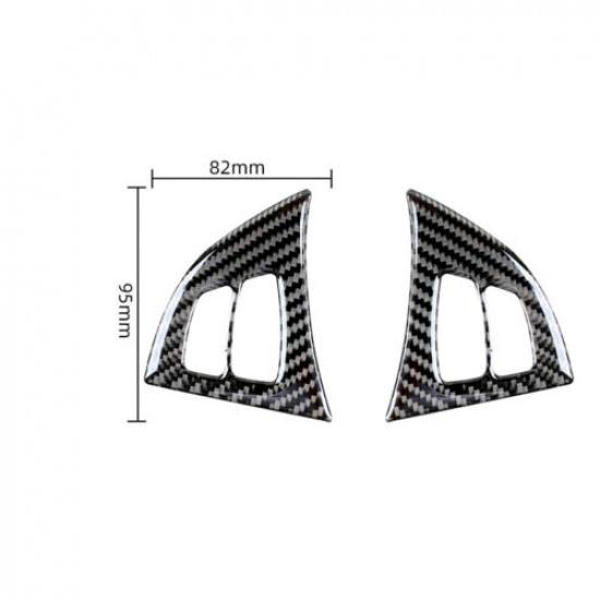2Pcs Carbon Fiber Steering Wheel Button Cover Trim For BMW X5 E70 X6 E71