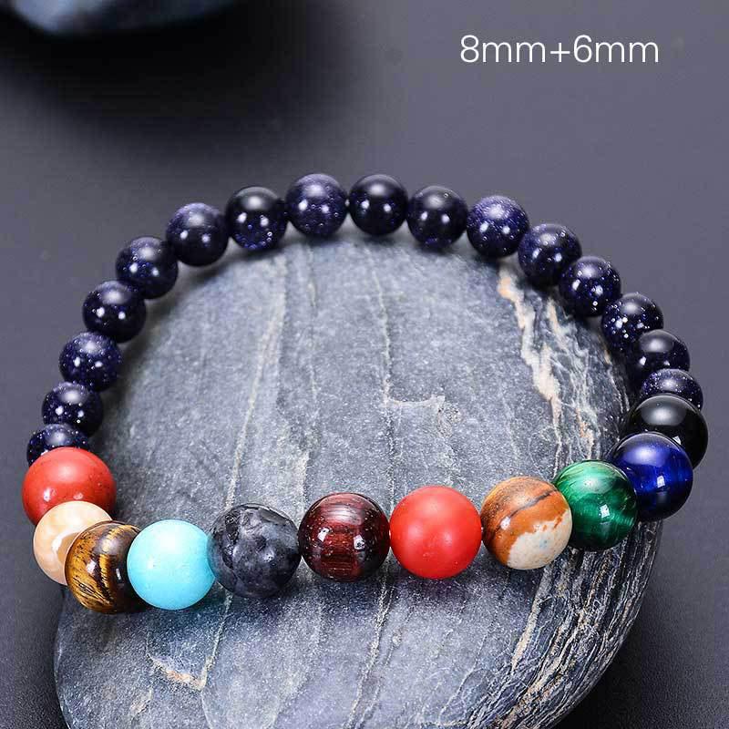 Cosmic Galaxy Solar System Bracelet Female Transfer Beads Eight Planets Natural Hand-woven Student Beads Natural Stone Bracelet