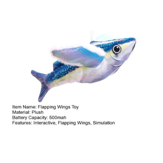 Interactive Flapping Wings Fish Cat Toy Hanging Flying Fish Toy with Sound Electric Simulation Plush Toy for Indoor Cats