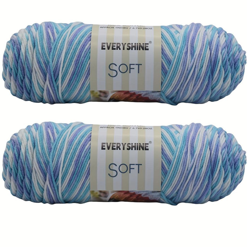 Soft Acrylic Yarn 2-Pack 190 g/pc 5Ply Medium Weight  Multicolor Yarn for Knitting, Crochet & Crafts - Ideal for Sweaters