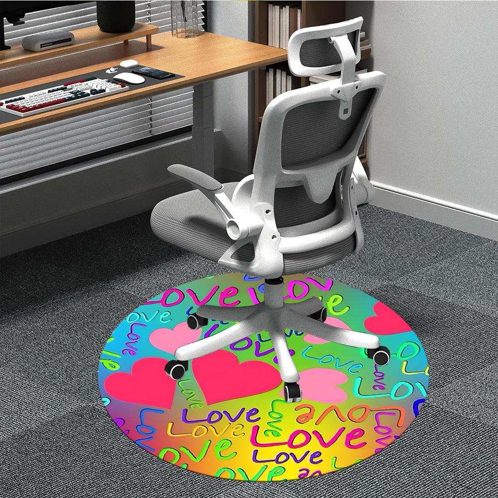 

1pc Love Hearts Chair Carpet for Office Machine Washable Rug for Office, Good Gift for Family or Friends yy251225243 80cm by 80cm