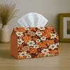 1pc Vintage Folk Art Tissue Holder Featuring a Repeating Orange Floral Design - Fabric Napkin Storage Solution for Kitchen And Car, a Chic Decorative 