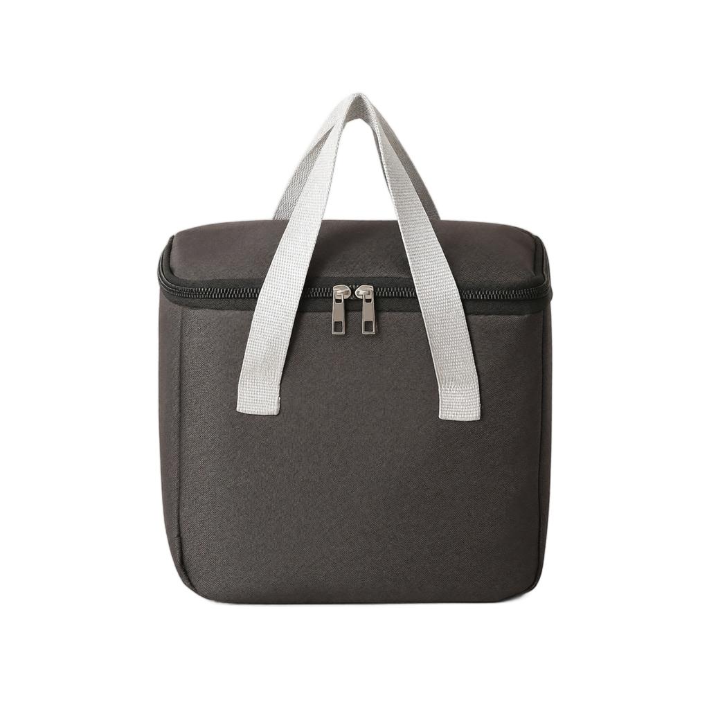 Portable Insulated Lunch Bag Oxford Fabric Thermal Cooler Tote Bag with Double Zipper Closure and Carrying Handles for Food Storage