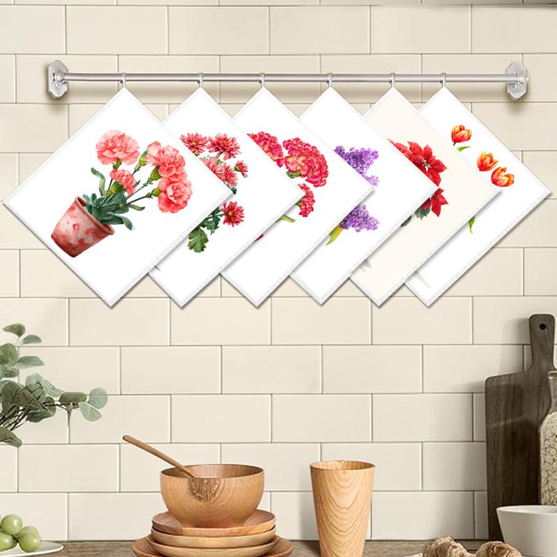 Cleaning Cloth Reusable Kitchen Dish Towels Eco-friendly Microfiber Flowerpot Print Dishcloths Lint Free Washable Duster Rags Tea Towels 9*7inch