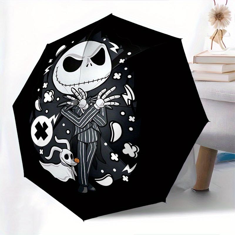 1 Auto Open Jack Skellington, Nightmare Before Christmas Themed Colorful 8 rib Portable Umbrella for Men and Women, A Compact Commuting Comp