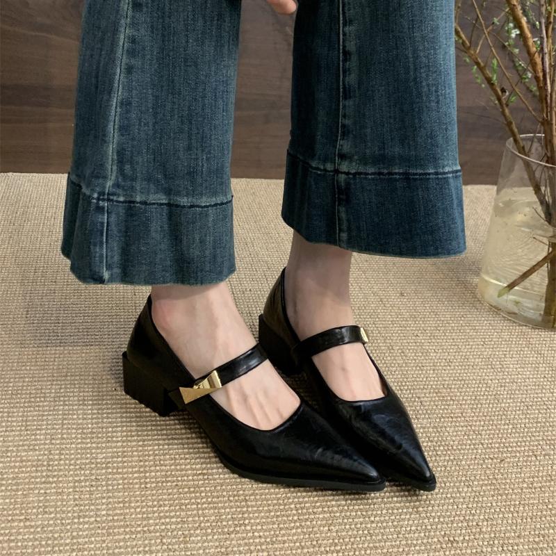 Fashion Shoes Woman Flats Shallow Mouth Pointed Toe Dress Comfortable On Heels New Summer Spring Mary Janes Shoes Woman 2025 Pointed Toe