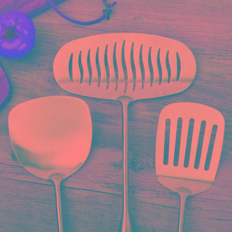 Rosewood Handle Stainless Steel Kitchen Utensil Set