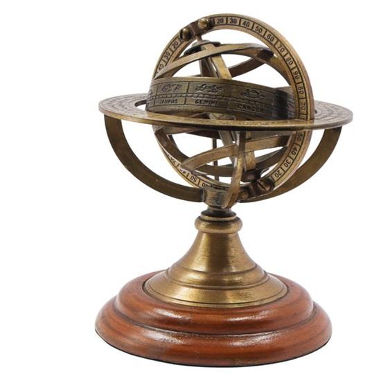 12.7 cm Armillary Sphere with Custom Text Bronze Armillary Globe with Wooden Stand Engraved Nautical Astrolabe for Him