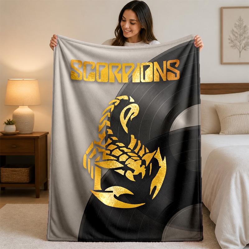 Scorpions Print Flannel Blanket Cozy Lightweight Plush Throw Blanket For Bed Sofa Household Use