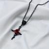 Black Rose Cross Pendant Gothic Simple Slender Neck Chain Festival Party Dress Up Necklace Women's Jewelry