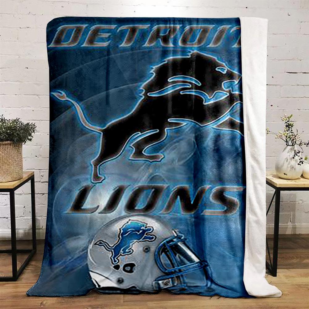 Detroit Lions Logo with Helmet Design Blanket Flannel blanket for bedroom, living room, sofa, and nap sofas.