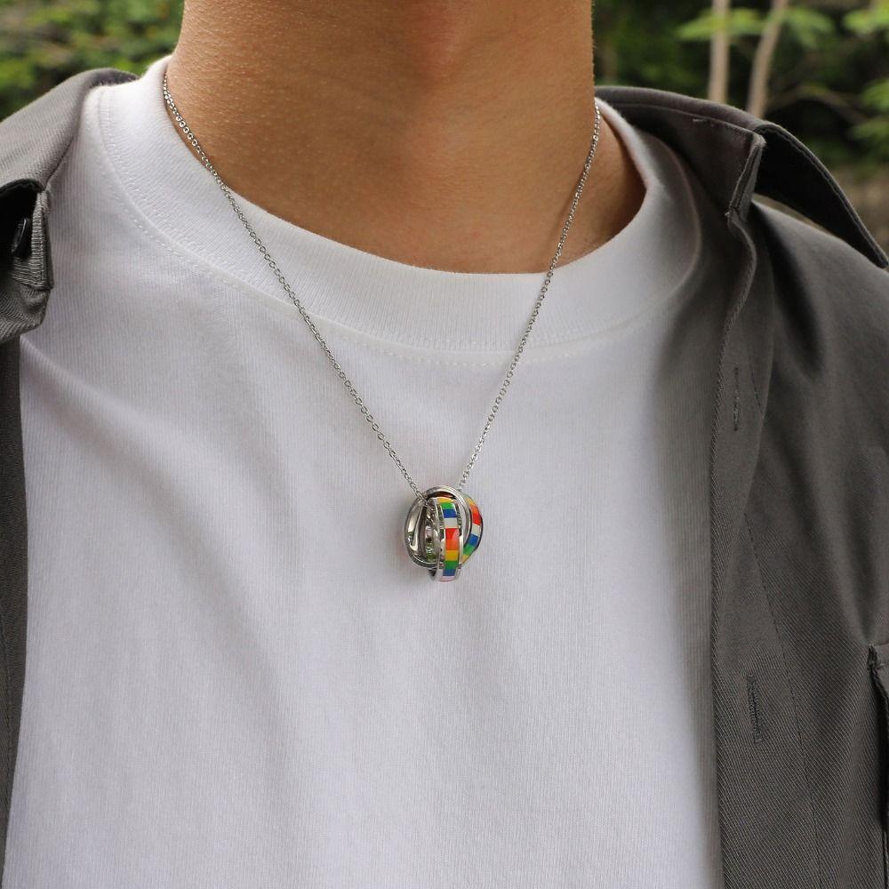 Turkish Charm Rainbow Necklace Colorful Clavicle Chain Fashion Titanium Steel Necklace  Party