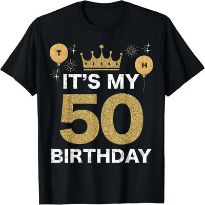 It's My Birthday 50th King BDay Party Crown Man Woman Dad T-Shirt