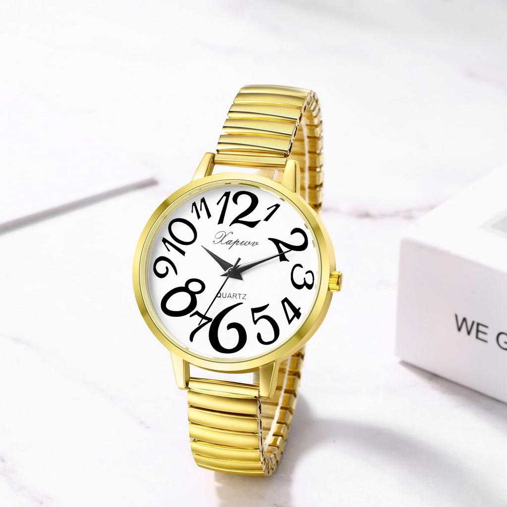 Analog Watch with Large Elastic One Size Fits Simple and Stylish Quartz Fashion Perfect Gift for or Your Girlfriend Women's Numerals, Strap, Most,