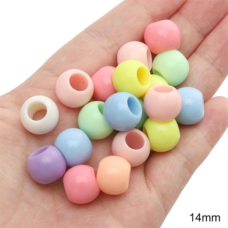 

10-200 шт./пакет Акриловые бусины цвета мороженого с большими отверстиями для браслетов, ожерелий, сережек, ювелирных изделий, аксессуаров 14mm 30pcs/bag