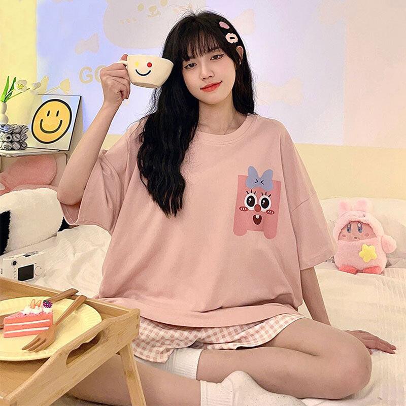 Factory Women's Pajamas Summer Cotton Short-sleeved Shorts Set New Year's Simple Casual Thin Loungewear