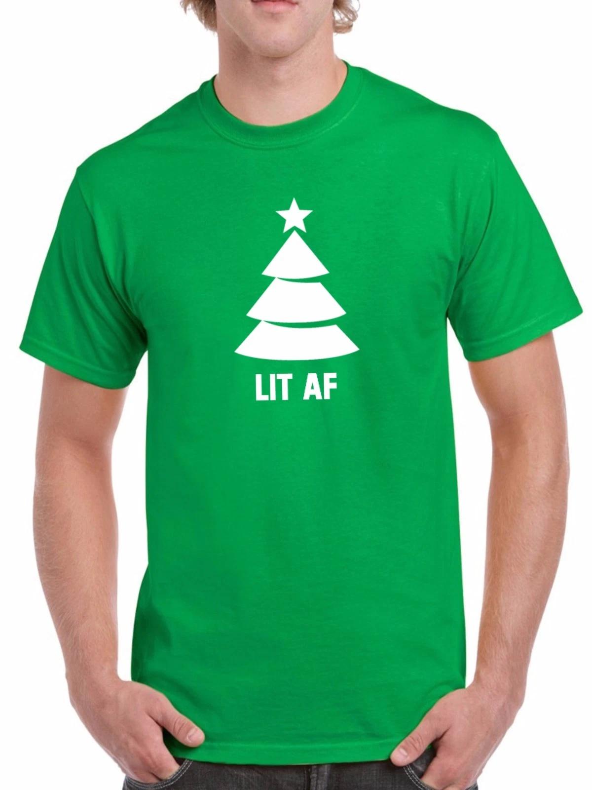 Lit AF T-shirt Christmas Tree T Shirt Xmas Party Funny Humor Joke Tee 3XL