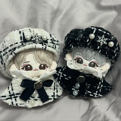 In Stock 10cm Handmade Plush Doll Toy Clothes Anime Fashion HighEnd Pearl Beret Bow Cloak Set Clothes Boys Girls Surprise Gifts