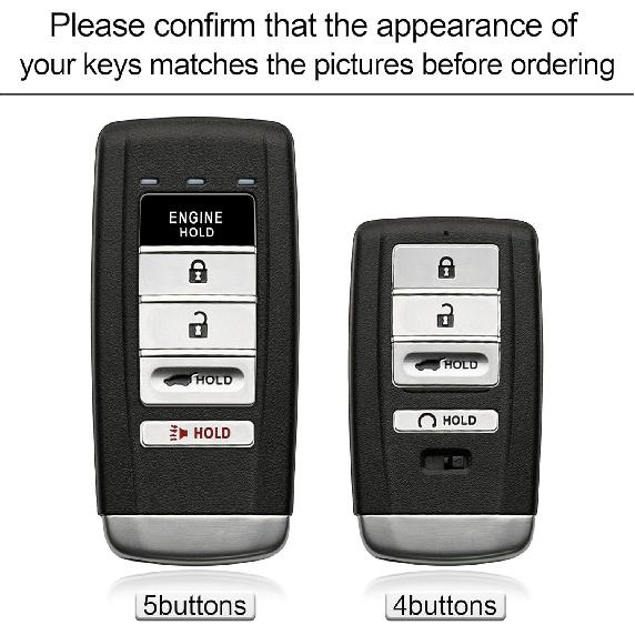 For Acura Key Fob Cover with Engine Hold Remote Start 5 Button Car Key Case Protector for Acura MDX RDX RLX TLX Black Gold Accessories 2017 2018