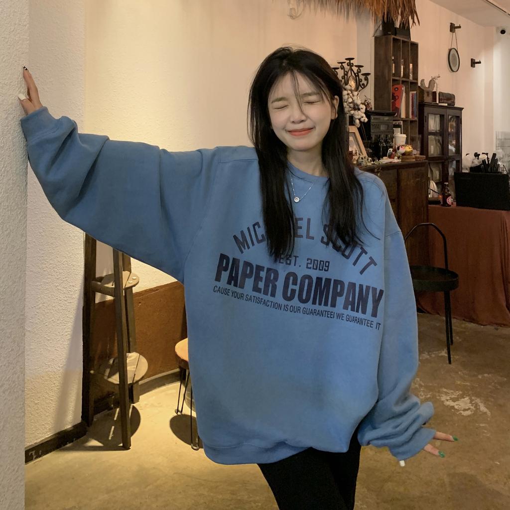Women Long Sleeve O Neck Loose Pullovers Female Tops Solid Color Sweatshirts
