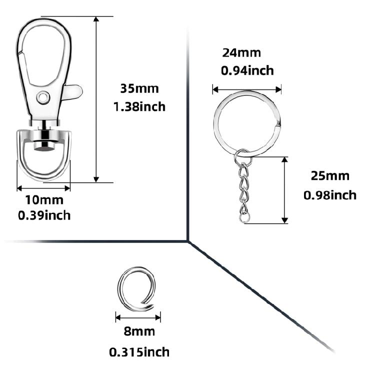 100Pieces DIY Keychain Kit with Swivel Snap Hooks for Key Rings for Kid DIY Keyc