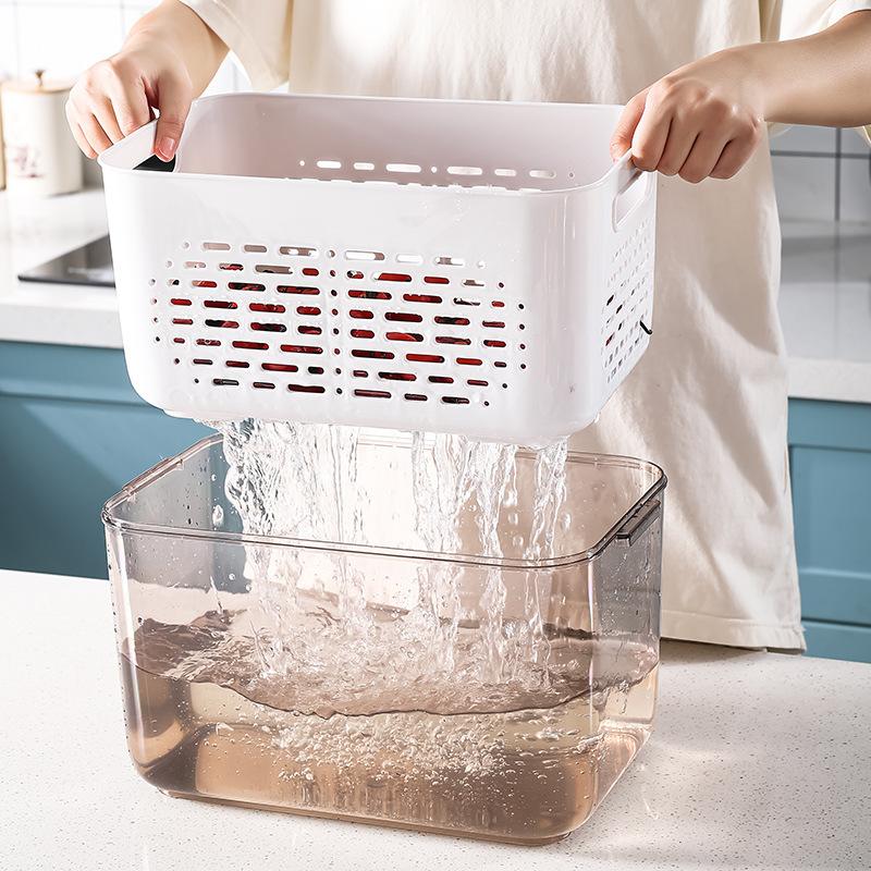 Pet Refrigerator Preservation Storage Box Frozen Sealed Box Drain Storage Fantastic Vegetables and Fruits Large Capacity Storage Basket