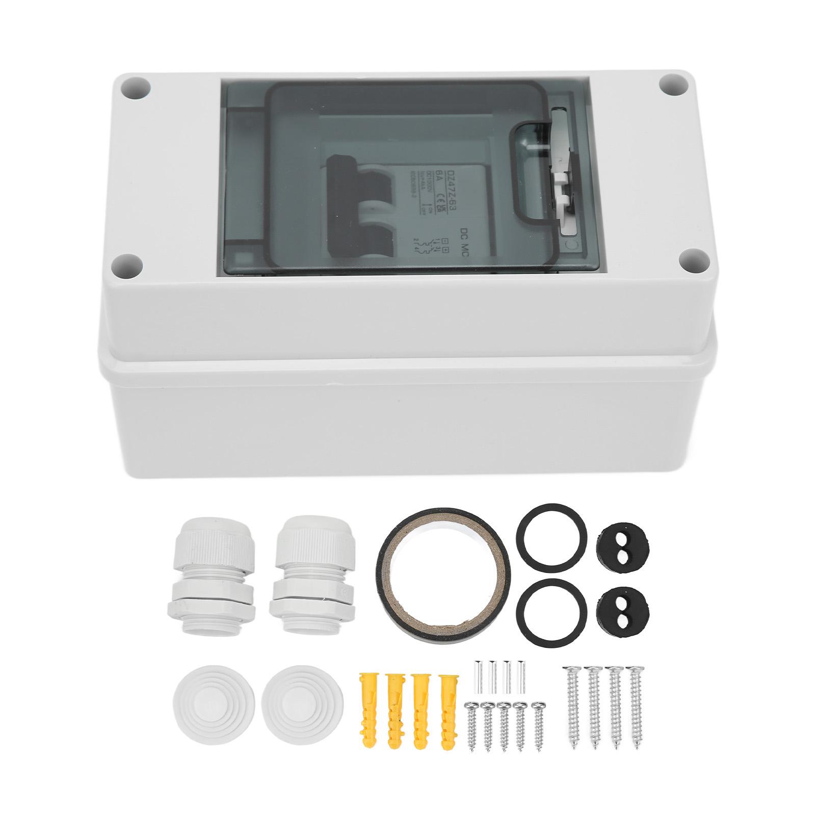 

Circuit Breaker 2P 1000V DC 6A Isolation Switch with IP65 Waterproof Box for PV Solar System
