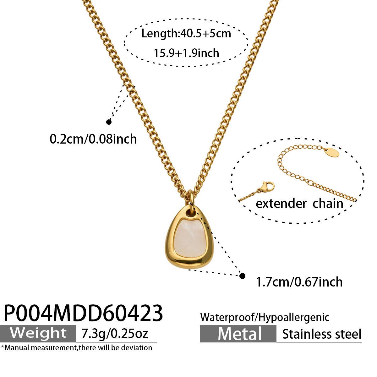 European & American Fashion Luxury Seashell Pendant Necklace Set with 18K Gold Plated Stainless Steel Chain
