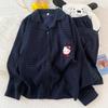 Cloud Cotton Cartoon Pajama Set: Long Sleeve Cardigan and Pants for Women