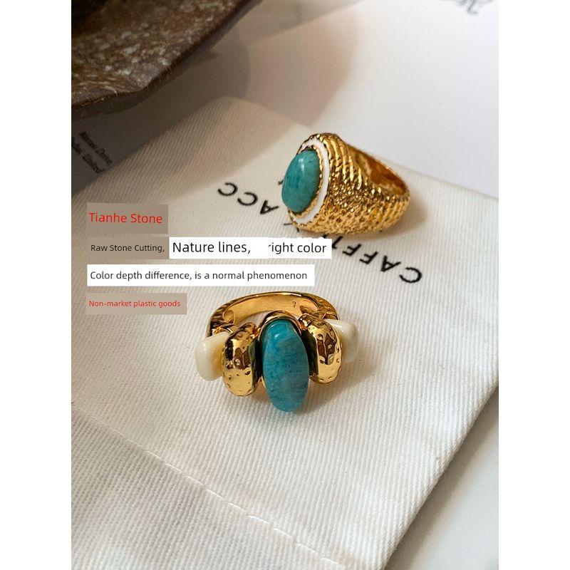 European and American Retro Tianhe Stone Ring for Women, High-End Light Luxury Niche Design, Elegant and Sophisticated Ring, 2026 New Model