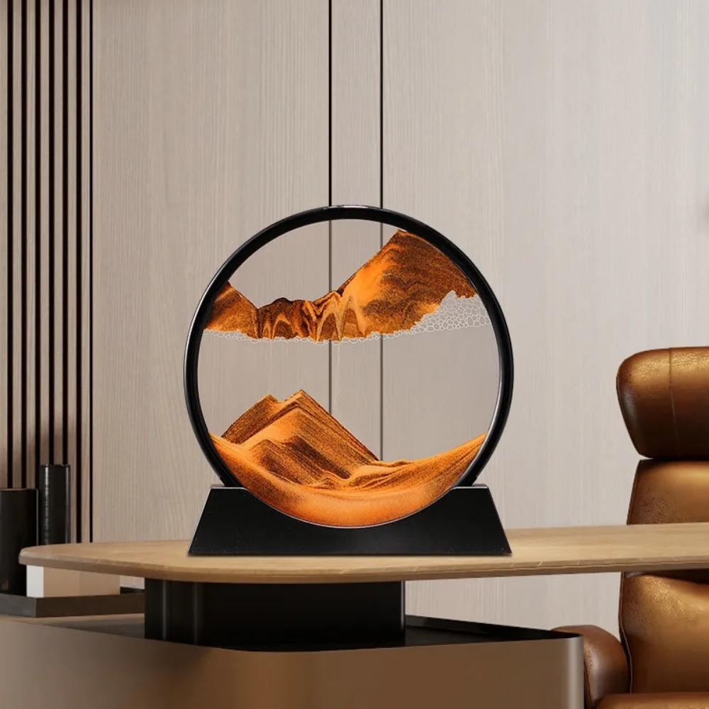 3D-Sandlandschaft, bewegliches Sandkunstbild, Treibsandhandwerk, rundes Glas, Tiefsee-Flüssigkeits-Sanduhr, fließendes Sandgemälde, Heimdekor, Geschenk