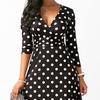 Elegant Polka Dot Long Maxi Sundress for Women 3/4 Sleeve Beach Party Evening Holiday Dress