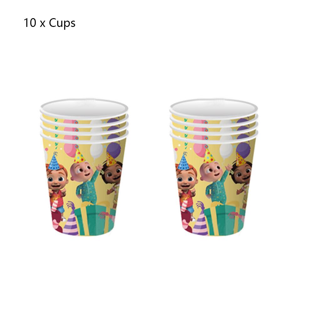51pcs Cocomelon Party Supplies Set Include Plates, Napkins, Cups, a Tablecloth