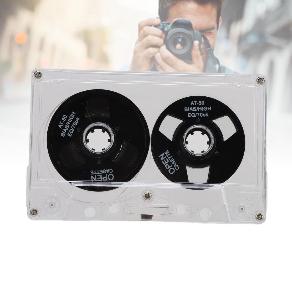 Blank Cassette Normal Bias Open Reel Sound Recording Portable In a Clear Box with Perfect for Recording and Music Tape, 50-minute Tape, Paper, Rock,