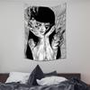 Dark Aesthetic Sketch Wall Tapestry Spooky Horror Lady With Weird Claw Print Wall Hanging Bedroom Halloween Decor Cloth