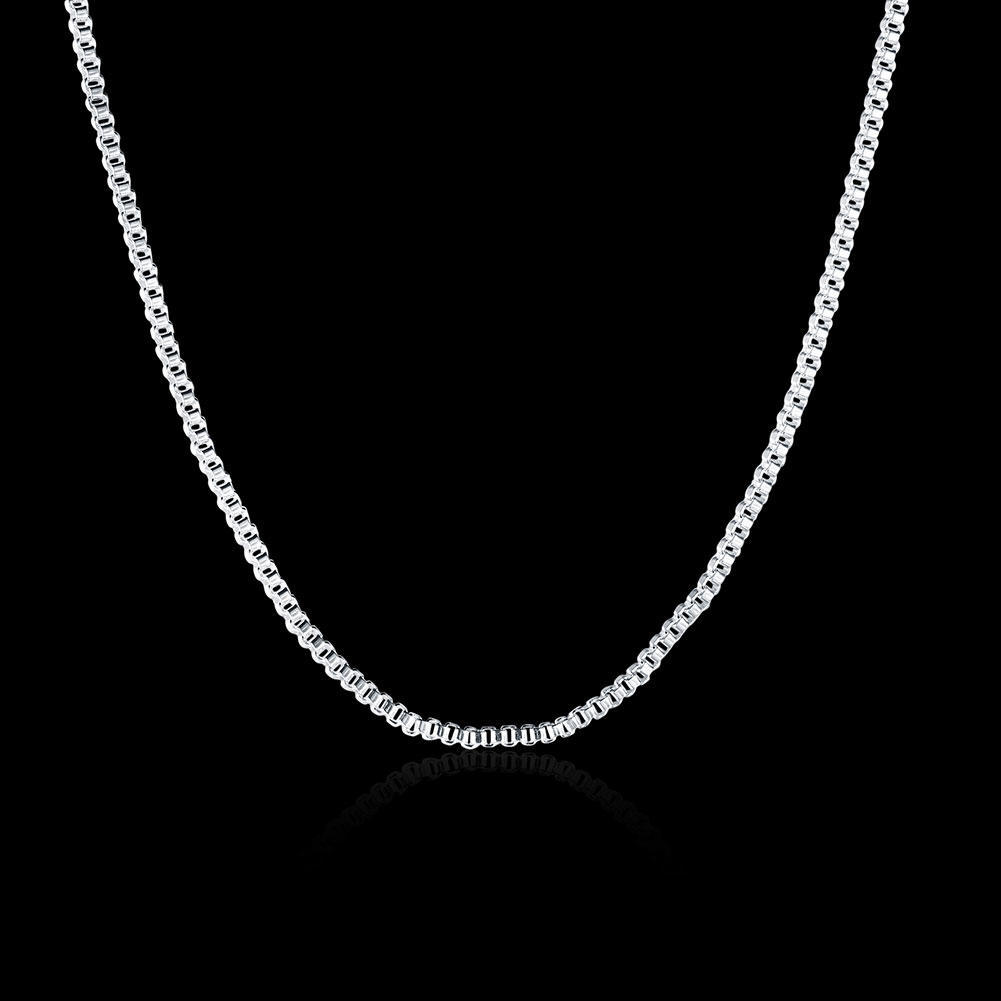 1/1.5/2MM 40cm-60CM Thin Real 925 Sterling Silver Slim Box Chain Necklace Women Girls Children Jewelry kolye collares collier