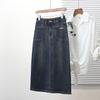 Dimanaf 2025 Plus Size New Spring Denim Skirts Women A-Line Fashion Loose Blue Skirt High Waist Vintage 5XL