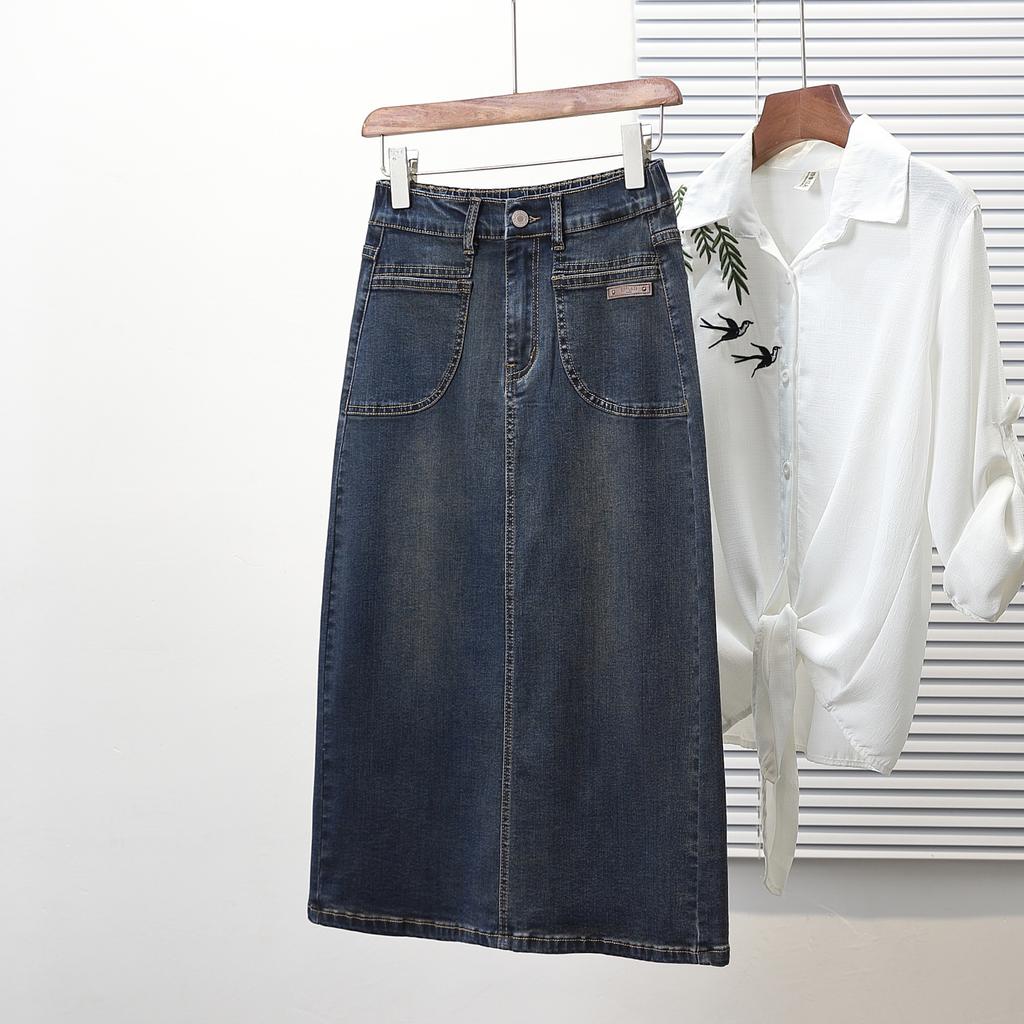 Dimanaf 2025 Plus Size New Spring Denim Skirts Women A-Line Fashion Loose Blue Skirt High Waist Vintage 5XL