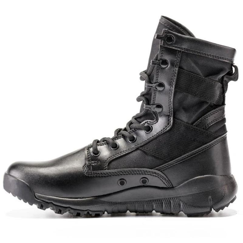 Fashion Mens High Top Combat Boots Lightweight Canvas Breathable Jungle Training Shoes Male Hiking Desert Military Tactical Boots Ankle