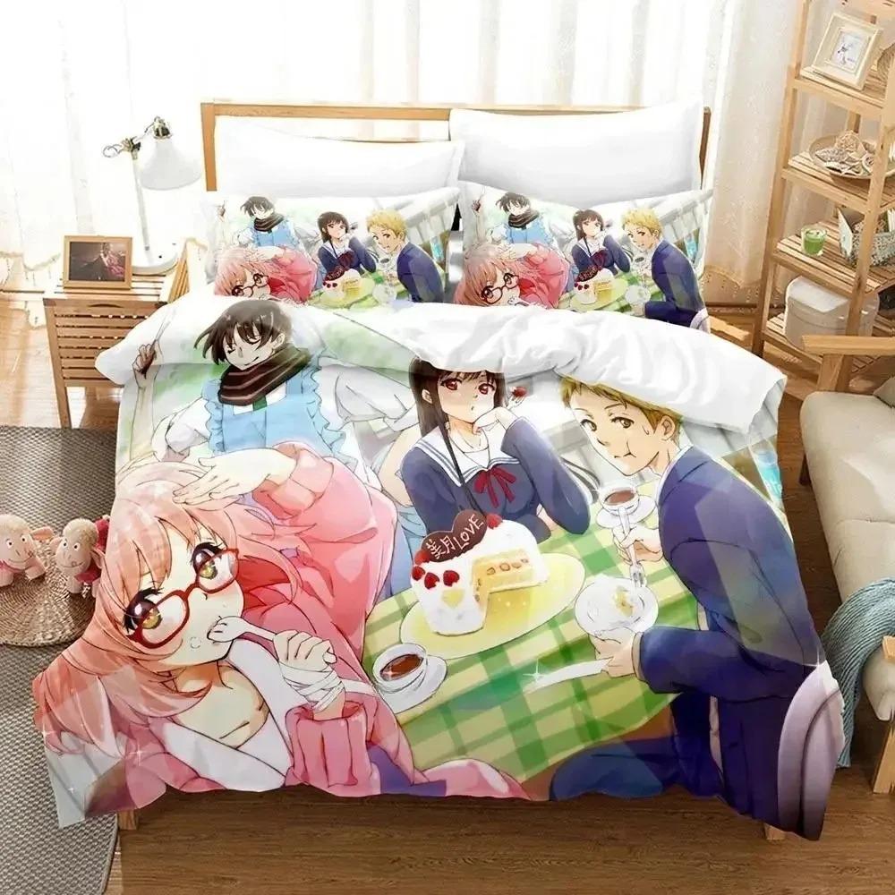 Set de pat nou Beyond the Boundary Set de trei piese Desen animat Anime Set Adult Copil Dormitor Husă de plapumă Seturi 3D Kawaii Fată Textile de casă
