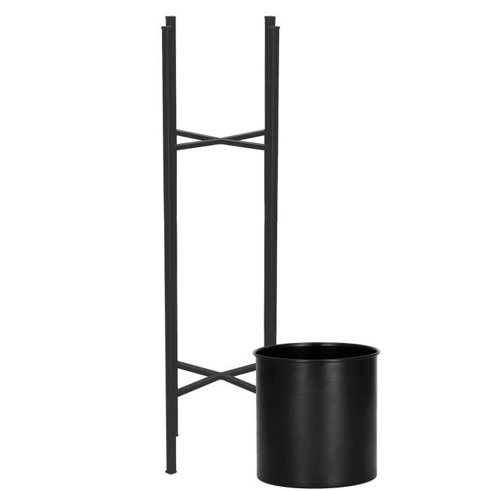Springos ® Metal Flower Bed with a Black Pot, 16 X 74 Cm the Perfect Decoration for the Interior and Exterior of Your Ho
