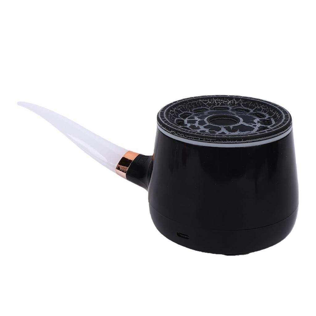 Pipe Aromatherapy Diffuser Humidifier Black Quiet Simulated Fire Essential Oil Diffuser with Smoke Rings Colorful LED