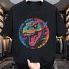 Neon Dinosaurier Klassisches Schweres T-Shirt Herren Freizeit Kurzarm T-Shirt Grafik-T-Shirt Lustige Rundhals-T-Shirts Oberteile