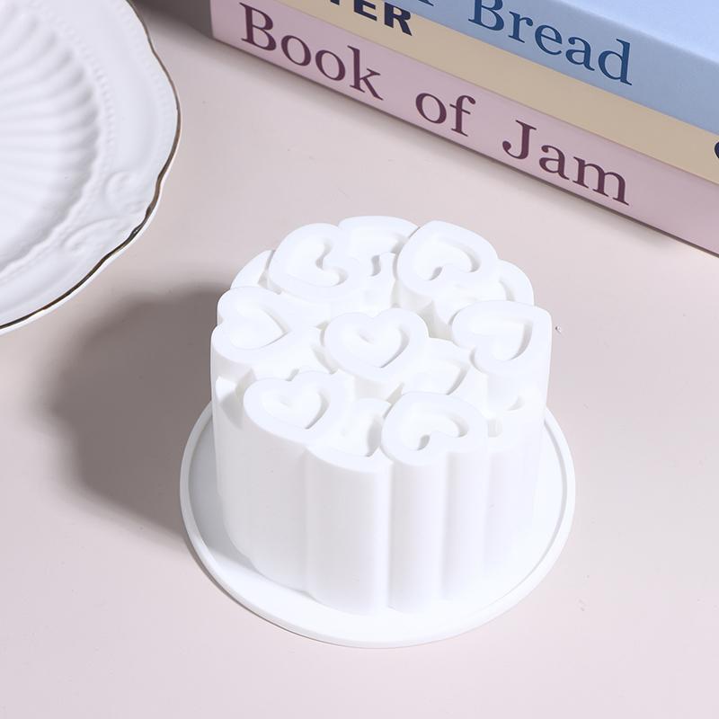 4 Inch Round Rotating Heart Flower Basket Coil Texture Design French Mousse Cake Mould Silicone Cake Mold Kitchen Bakeware