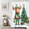 Cute Reindeer Christmas Shower Curtain Festive Holiday Bathroom Decor Xmas Tree Shower Curtain