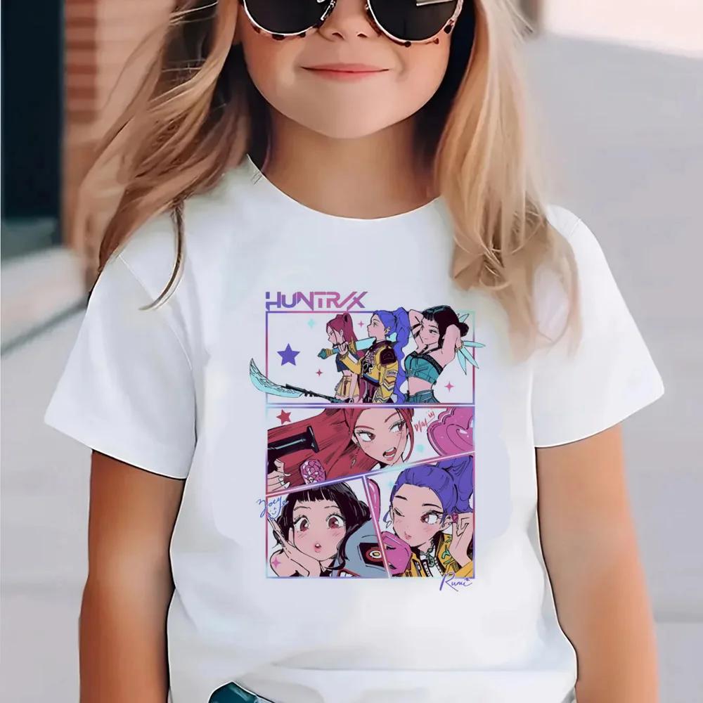 KPop Demon Hunters Kids Clothes 2026 Hot Anime T-shirt Harajuku Girls Casual T-Shirt Fashion Movie T Shirts